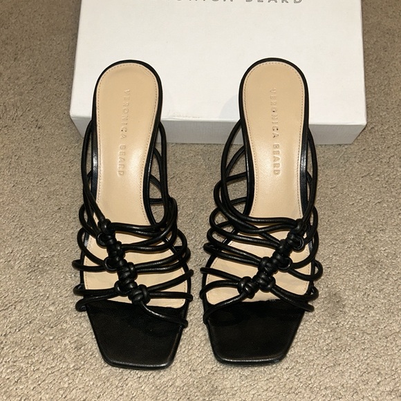 Veronica Beard Avila Black Leather Slide Size 8 - Picture 2 of 6